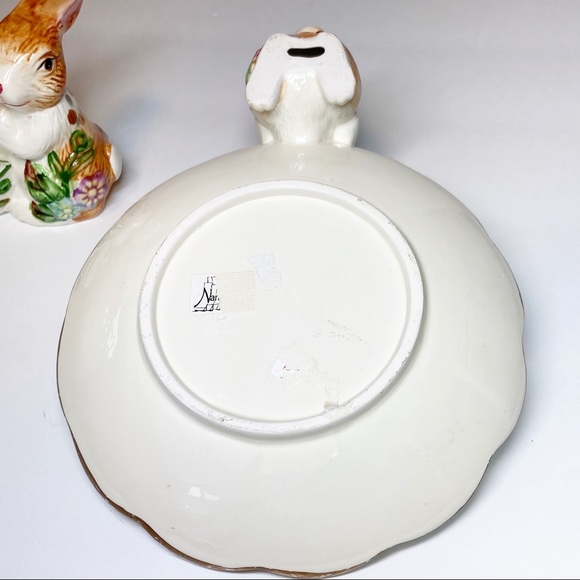 Vintage Easter Bunny Egg Cup and Plate Ceramic Set Of 2 - Picture 9 of 16